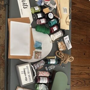 Craft Supplies Bundle with wood items and Glitter inspiration signs